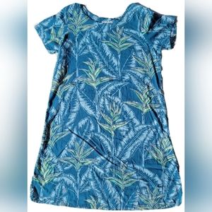 Vintage 90s Bishop St A-line Hawaiian Bird Paradise Print  Summer mini Dress M